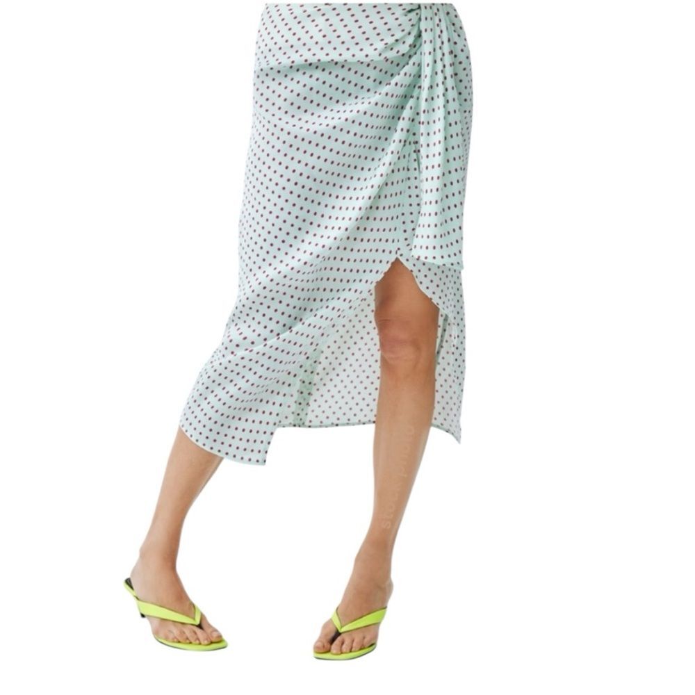 Zara Polka Dot Mint Pistachio Skirt Medium Sateen Sultry Coquette Cute Casual